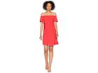 Adrianna Papell Gauzy Crepe Off The Shoulder Draped Dress (geranium) Women's Dress