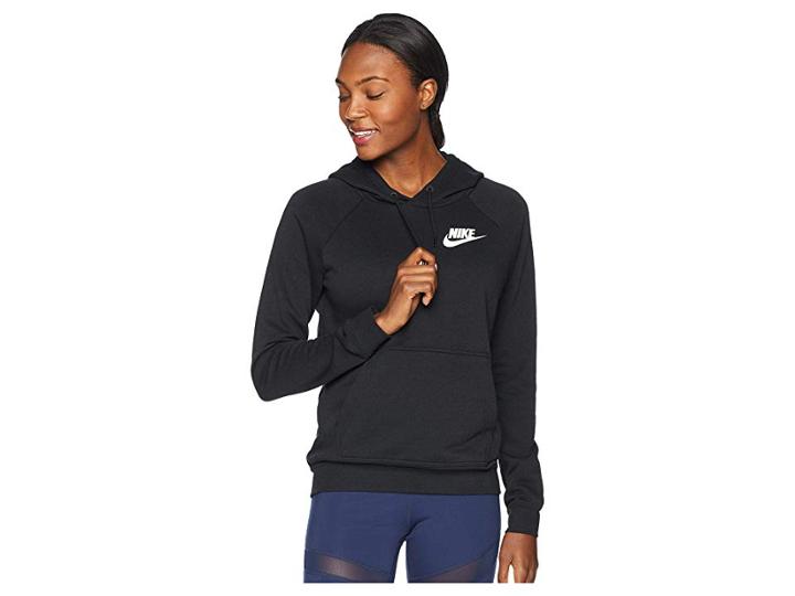 Nike Rally Hoodie (black/black/white) Women's Sweatshirt