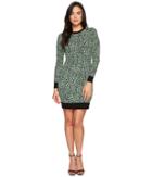 Michael Michael Kors Reptile Print Sweater Dress (bright Palm/black) Women's Dress