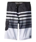 Billabong Kids All Day Og Stripe Boardshorts (big Kids) (black) Boy's Swimwear