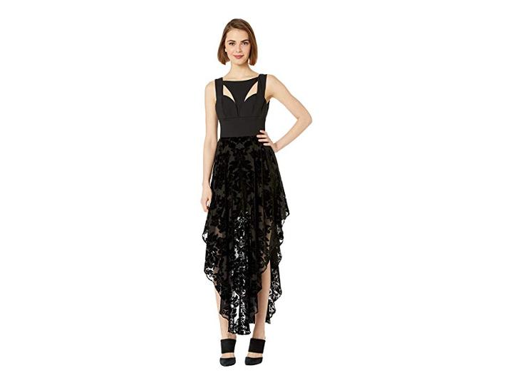 Bebe Contrast Cut Out Burnout Dress (jet Black) Women's Dress