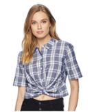 Bcbgeneration Knot Front Button Down (navy Combo) Women's Clothing