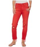 Hudson Zoeey Mid-rise Crop Raw Hem Jeans In Red Alert (red Alert) Women's Jeans