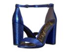 Sam Edelman Yaro Ankle Strap Sandal Heel (royal Blue Soft Crinkle Metallic Leather/kid Suede Leather) Women's Dress Sandals