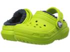 Crocs Kids Classic Lined Clog (toddler/little Kid) (volt Green/navy) Kids Shoes