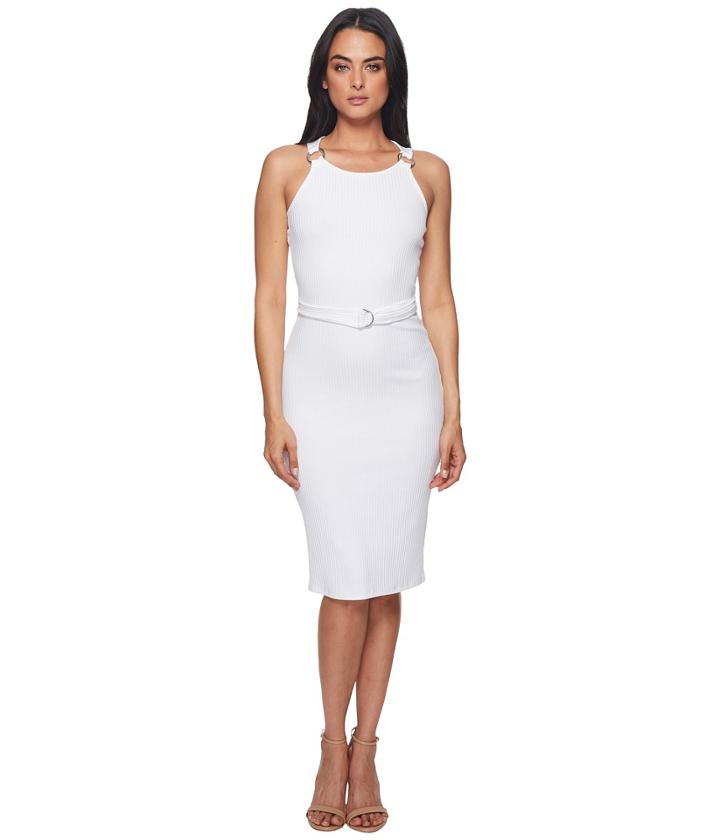 Michael Michael Kors Rib Circle Trim Dress (white) Women's Dress