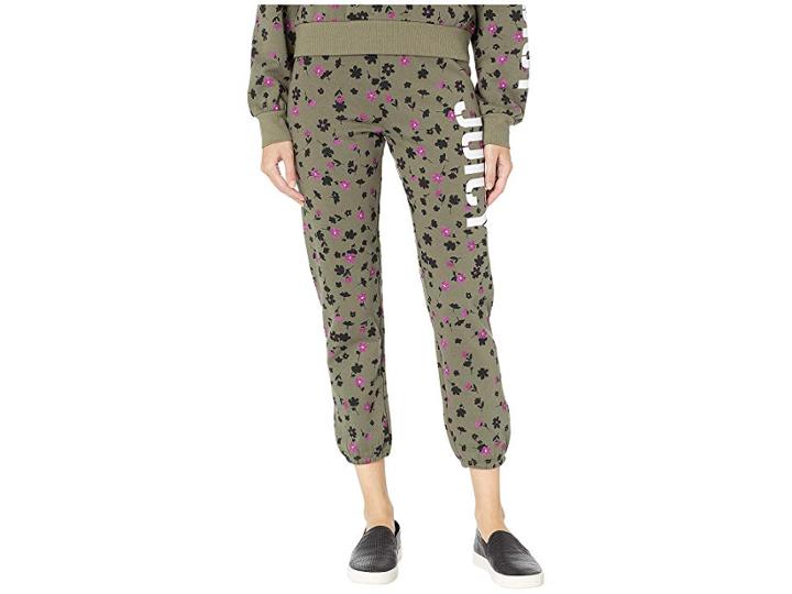 Juicy Couture Juicy Floral Print Stencil Logo Pants (dusty Olive Shadow) Women's Casual Pants