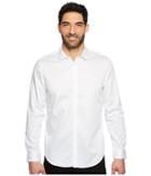 Calvin Klein Solid Sateen Button Down Shirt (standard White) Men's Clothing