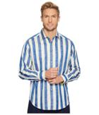 Robert Graham Surfin' Usa Long Sleeve Woven Shirt (blue) Men's Long Sleeve Pullover