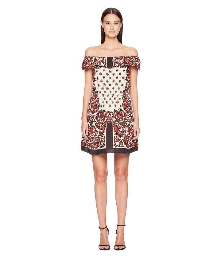 Red Valentino Cotton Poplin Medium Bandana Print Dress (cherry) Women's Dress