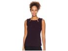 Tommy Hilfiger Bead Neck Knit (black Currant) Women's Clothing