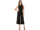 London Times Flared Jumpsuit W/ Pleated Neck (black) Women's Jumpsuit & Rompers One Piece