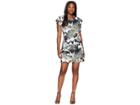 Cece Flutter Sleeve Soft Palm Dress With Tie (rich Black) Women's Dress