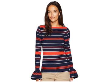 Lauren Ralph Lauren Petite Striped Bell-cuff Top (multi) Women's Clothing