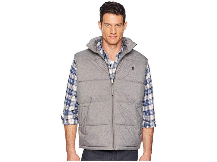 U.s. Polo Assn. Heather Basic Vest Small Horse (dark Grey) Men's Vest