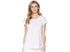 Tribal Solid Knit Slub Short Sleeve Scoop Neck Top With Back Mesh Detail (white) Women's Clothing