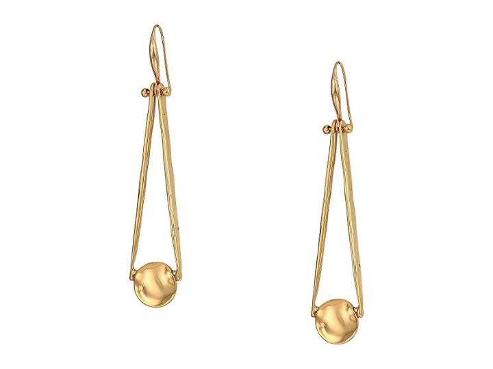Robert Lee Morris Gold Tone Linear Earrings With Gold Disc (gold) Earring