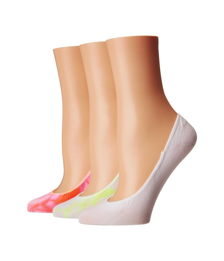 Hue Tie Dyed Hidden Liner 3-pair Pack (neon Red Pack) Women's No Show Socks Shoes
