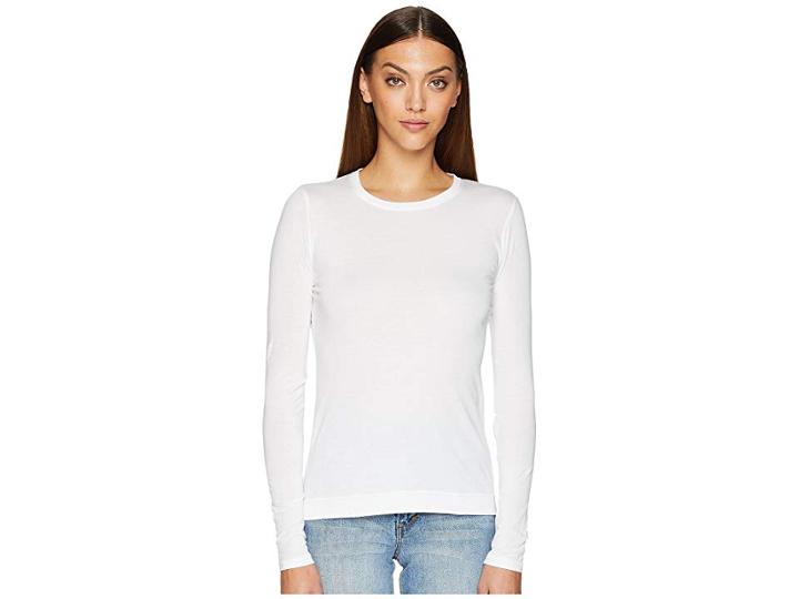 Adam Lippes Long Sleeve Crew Neck Core Tee (white) Women's T Shirt