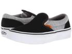 Vans Kids Classic Slip-on (little Kid/big Kid) ((suede & Jersey) Gray/black) Boys Shoes