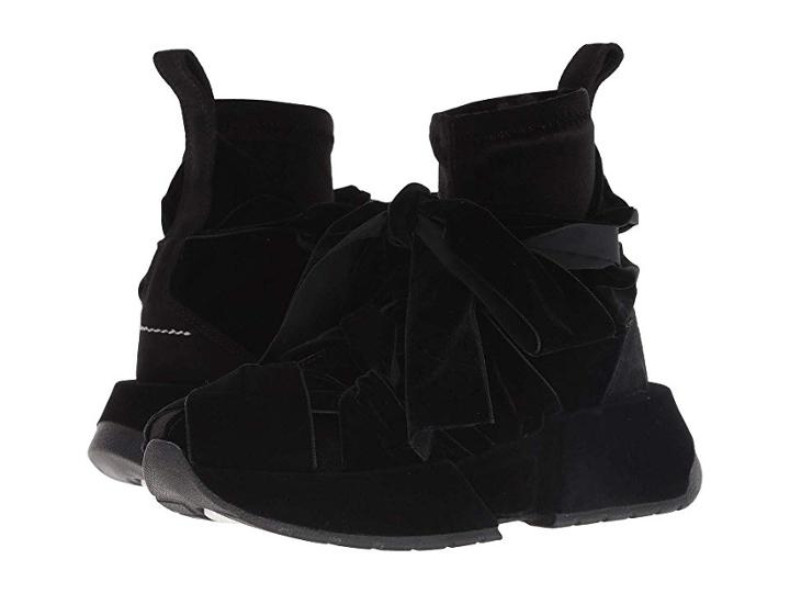Mm6 Maison Margiela Velvet Tie Trainer (black) Women's Shoes