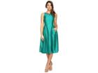 Tahari By Asl Tea-length Shantung Fit And Flare With Pockets (emerald) Women's Dress