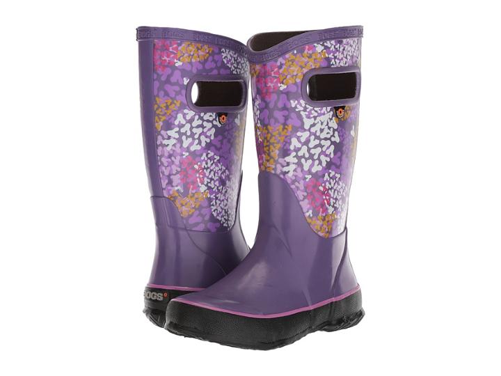 Bogs Kids Rain Boot Footprints (toddler/little Kid/big Kid) (purple Multi) Girls Shoes