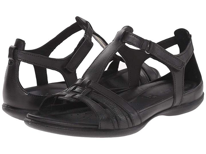 Ecco Flash T-strap Sandal (black/black) Women's Sandals