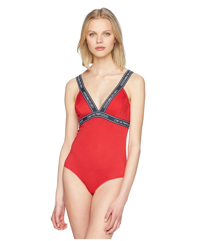 Emporio Armani Iconic Logoband Bodysuit (red) Women's Jumpsuit & Rompers One Piece