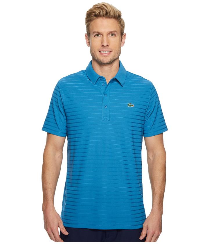 Lacoste Short Sleeve Golf Ultra Dry Tech Jersey Solid Jacquard Polo (medway) Men's Short Sleeve Pullover