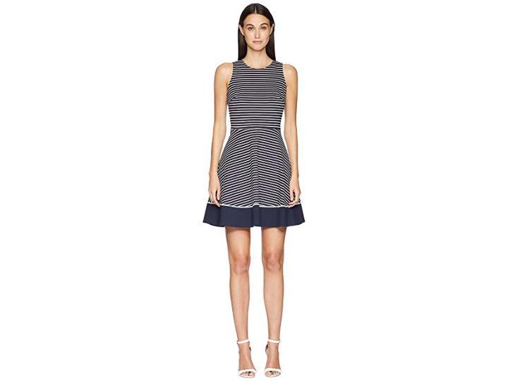 Kate Spade New York Stripe Ponte Dress (rich Navy/off-white) Women's Dress