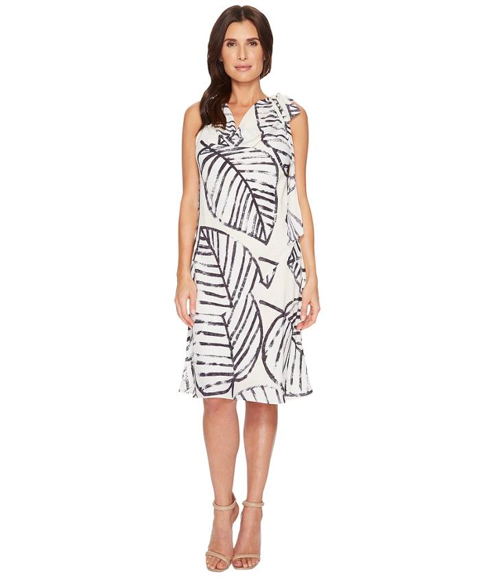 Nic+zoe Etched Leaves Tie Dress (sandshell) Women's Dress
