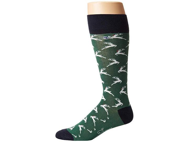 Vineyard Vines Rudolph Icon Socks (charleston Green) Men's Crew Cut Socks Shoes