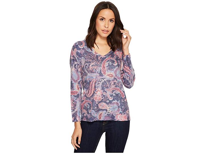 Nally & Millie Paisley V-neck Top (multi) Women's Clothing