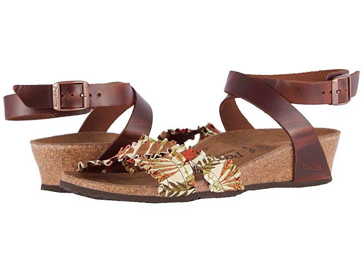 Birkenstock Lola (flower Frill Brown Textile/leather) Women's Sandals