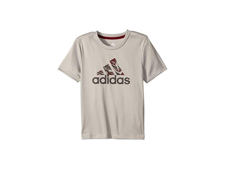 Adidas Kids Short Sleeve Pattern Fill Logo Tee (little Kids) (grey) Boy's Clothing