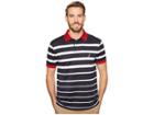 Nautica Striped Performance Polo (true Navy) Men's Short Sleeve Pullover