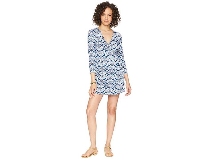 Lilly Pulitzer Karlie Wrap Romper (resort White A Mermaids Tail) Women's Jumpsuit & Rompers One Piece