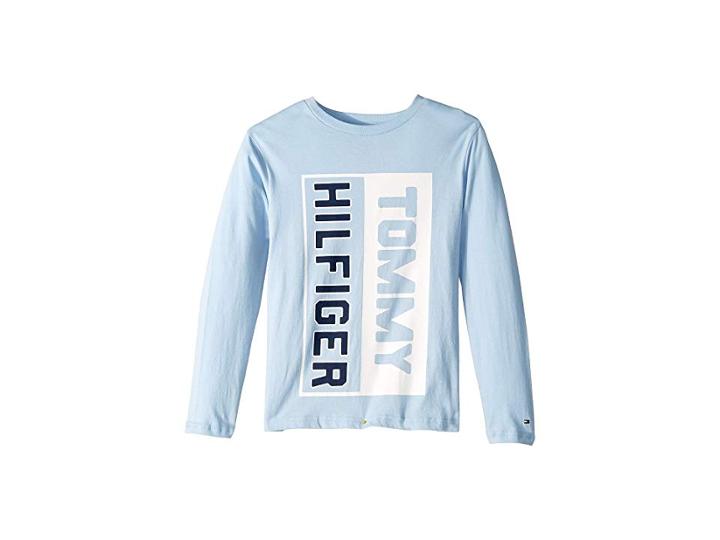 Tommy Hilfiger Kids Matt Long Sleeve Crew Neck Shirt (big Kids) (chambray Blue) Boy's Clothing