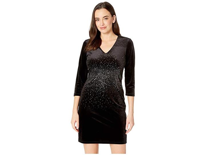 Karen Kane Metallic Splatter Print Dress (black) Women's Dress