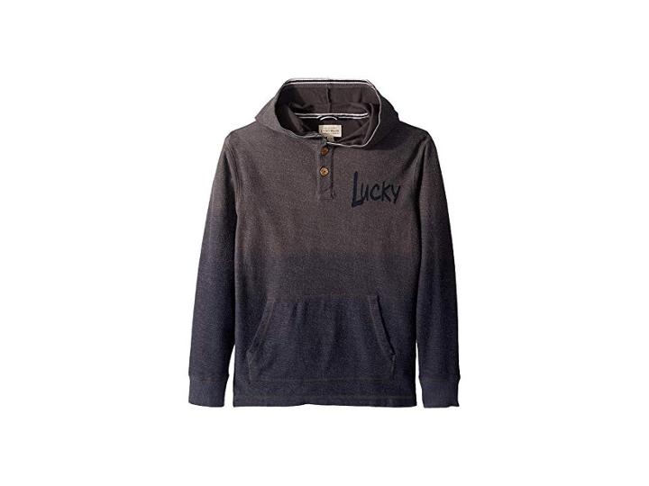 Lucky Brand Kids Tonal Reversed French Terry Pullover (big Kids) (steel Grey) Boy's Long Sleeve Pullover