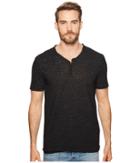 Lucky Brand Raw Edge Y-neck Henley Shirt (charcoal Heather) Men's Clothing