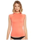 Rip Curl G Bomb Surf Rashguard Short Sleeve (coral) Women's Swimwear