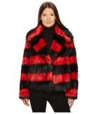Mcq Shrunken Peacoat (red/black Stripe) Women's Coat