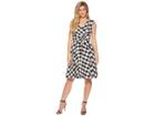 Calvin Klein V-neck Gingham A-line With Tie Waist Cd8gxr3j (black/white) Women's Dress