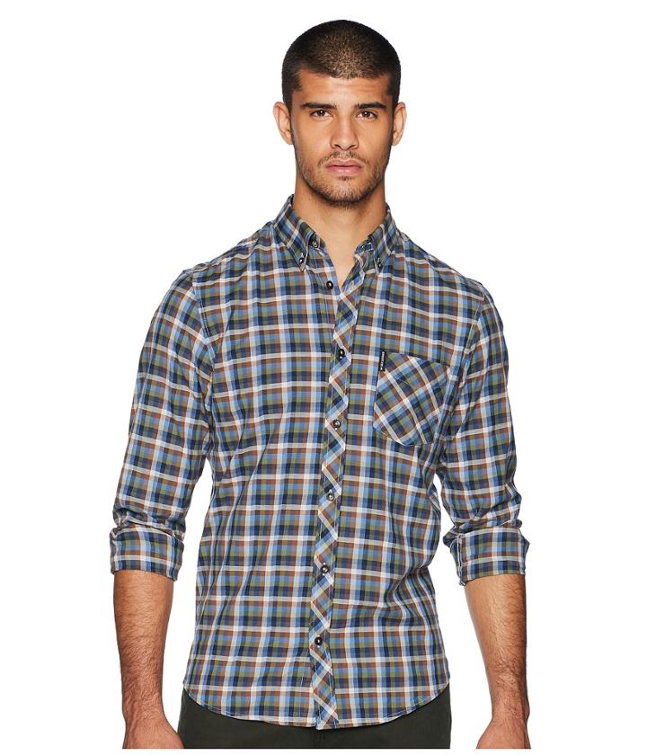 Ben Sherman Long Sleeve Multicolored Gingham Shirt (green) Men's Long Sleeve Button Up