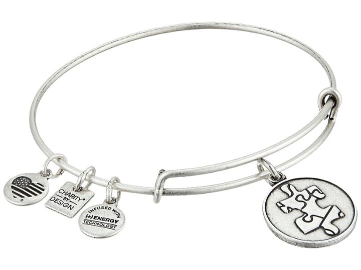 Alex And Ani Piece Of The Puzzle Charm Bangle (rafaelian Silver Finish) Bracelet