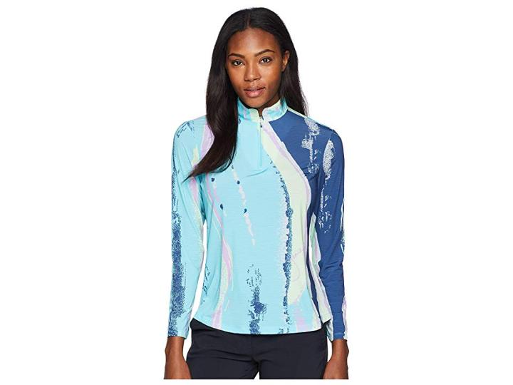 Jamie Sadock Cotton Candy Print Sunsense(r) 1/4 Zip Long Sleeve Top With 50 Uvp (nirvana) Women's Clothing
