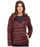 Calvin Klein Short Packable Down Coat W/ Horizontal Quilt Pattern (chianti) Women's Coat