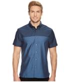 Perry Ellis Short Sleeve Color Block Shirt (eclipse) Men's Clothing